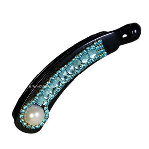 Haarspange Bananenspange Strass & Acryl Haarschmuck blau türkis weiss gold schwarz 7533c